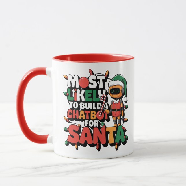 🤖Most Likely To Build a Chatbot for Santa Funny Mug (Left)
