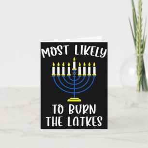 Most Likely To Burn The Latkes Hanukkah Group Matc Card