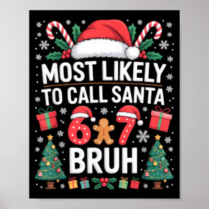Most Likely To Call Santa 67 Six Seven Bruh Christ Poster