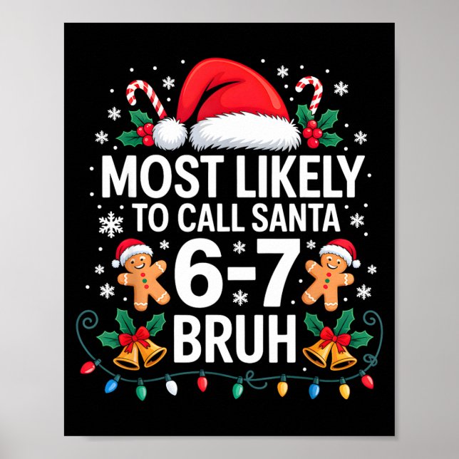 Most Likely To Call Santa 67 Six Seven Bruh Christ Poster (Front)