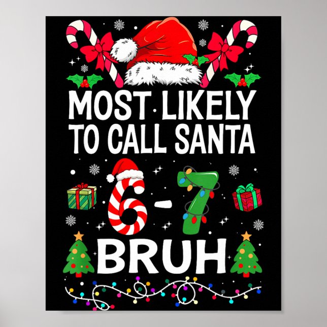 Most Likely To Call Santa 67 Six Seven Bruh Christ Poster (Front)