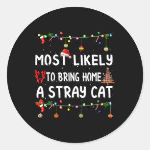 Most Likely To Christmas Fun Matching Family Pajam Classic Round Sticker