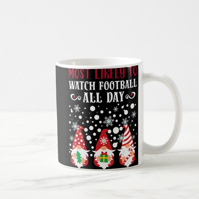 Most Likely To Christmas Gnomes Watch Football All Coffee Mug (Right)