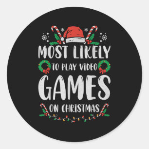Most Likely To Christmas Matching Family Pajamas F Classic Round Sticker