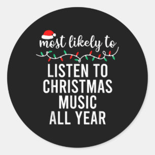 Most Likely To Christmas Matching Family Pyjamas F Classic Round Sticker