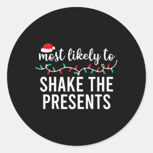 Most Likely To Christmas Matching Family Pyjamas F Classic Round Sticker