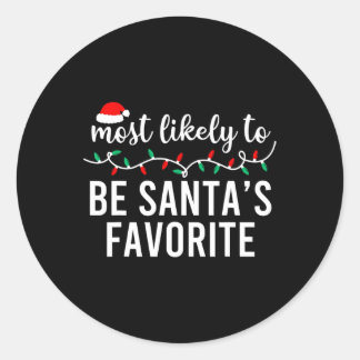 Most Likely To Christmas Matching Family Pyjamas F Classic Round Sticker