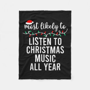 Most Likely To Christmas Matching Family Pyjamas F Fleece Blanket