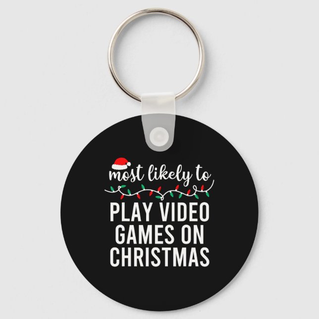 Most Likely To Christmas Matching Family Pyjamas F Key Ring (Front)