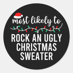 Most Likely To Christmas Shirt Matching Family Paj Classic Round Sticker