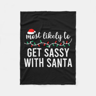 Most Likely To Christmas Shirt Matching Family Paj Fleece Blanket