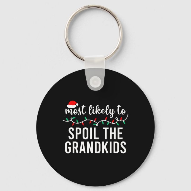 Most Likely To Christmas Shirt Matching Family Paj Key Ring (Front)