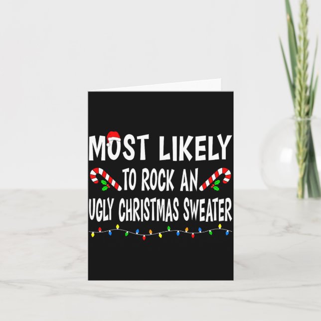 Most Likely To Christmas Xmas Pajamas Funny Matchi Card (Front)