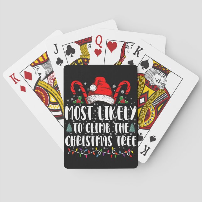 Most Likely To Climb The Xmas Tree Christmas  Playing Cards (Back)