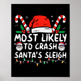 Most Likely to Crash Santa's Sleigh Christmas Joke Poster