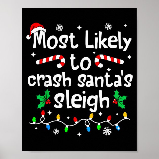 Most Likely To Crash Santas Sleigh Christmas Match Poster (Front)