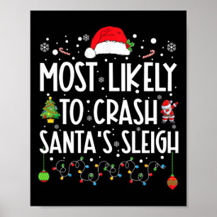 Most Likely To Crash Santa's Sleigh Fun Christmas Poster