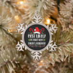 Most Likely To Dance With Santa’s Reindeer Family Snowflake Pewter Christmas Ornament<br><div class="desc">Most Likely To Dance With Santa’s Reindeer Family</div>