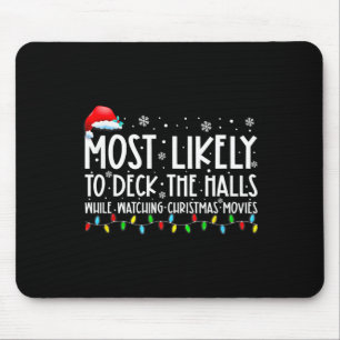 Most Likely To Deck The Halls White Watching Chris Mouse Pad