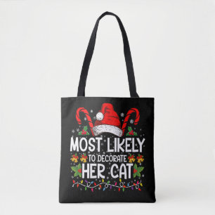 Most Likely To Decorate Her Cat Family Matching Tote Bag