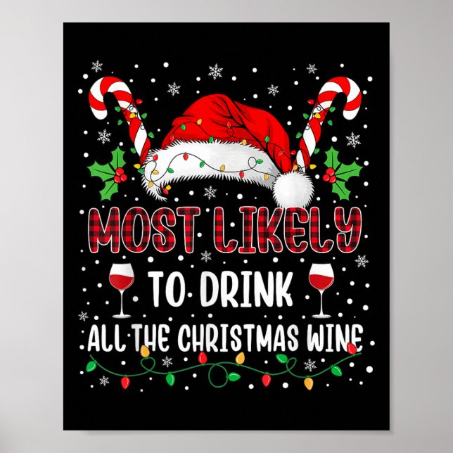 Most Likely To Drink All The Christmas Wine Family Poster (Front)