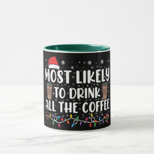 Most Likely To Drink All The Coffee Christmas Mug