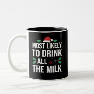 Most Likely To Drink All The Milk Christmas Matchi Two-Tone Coffee Mug