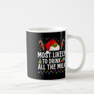 Most Likely To Drink All The Milk Christmas Pajama Coffee Mug