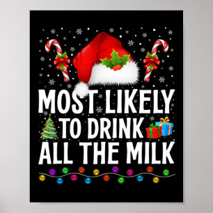 Most Likely To Drink All The Milk Christmas Pajama Poster