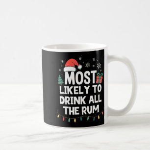 Most Likely To Drink All The Rum Christmas Funny X Coffee Mug