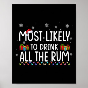 Most Likely To Drink All The Rum Fun Family Christ Poster