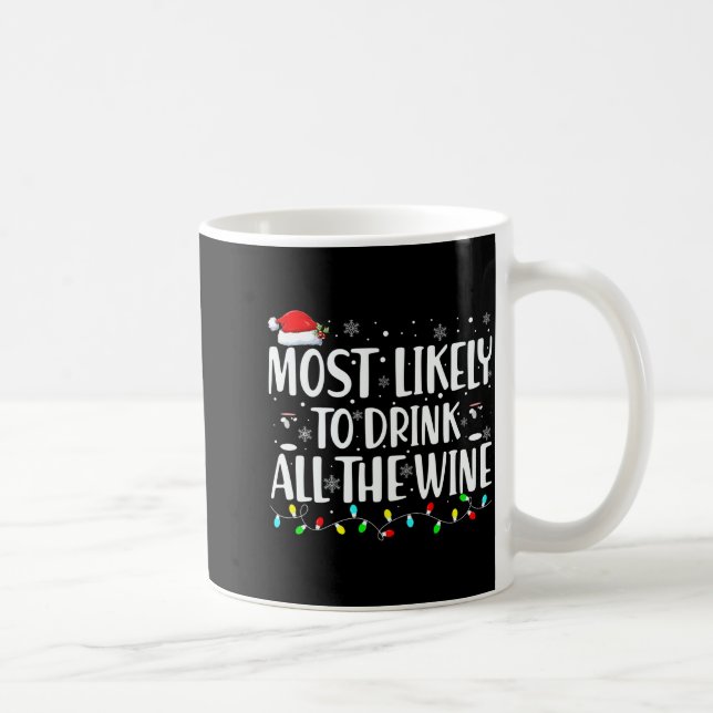 Most Likely To Drink All The Wine Christmas  Coffee Mug (Right)