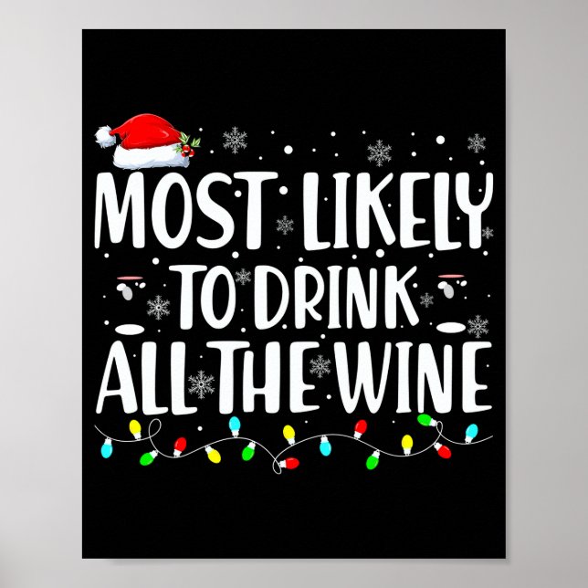 Most Likely To Drink All The Wine Christmas  Poster (Front)