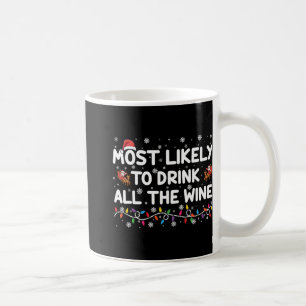 Most Likely To Drink All The Wine Family Christmas Coffee Mug