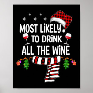 Most Likely To Drink All The Wine Family Christmas Poster