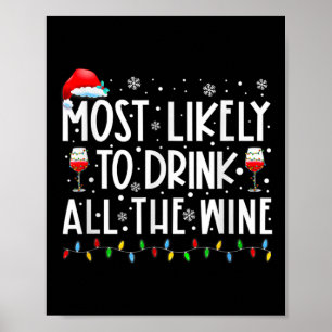 Most Likely To Drink All The Wine Family Matching Poster
