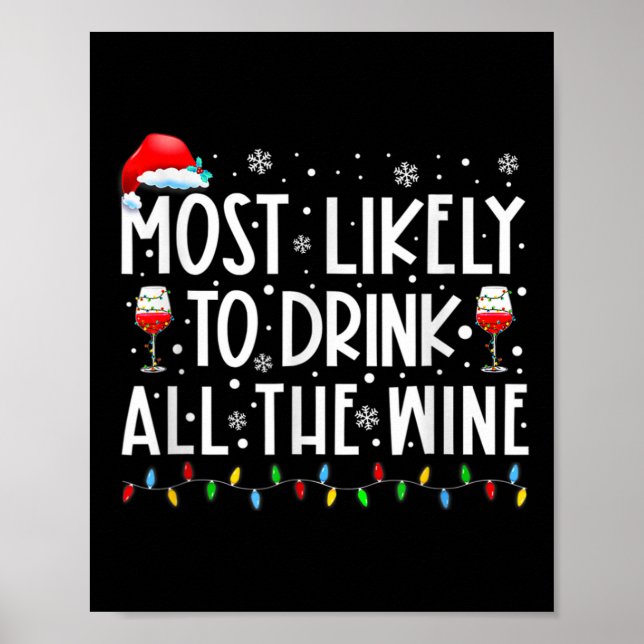 Most Likely To Drink All The Wine Family Matching  Poster (Front)
