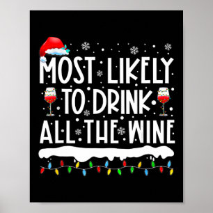 Most Likely To Drink All The Wine Family Matching  Poster