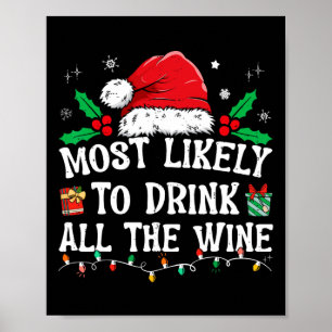 Most Likely To Drink All The Wine Family Matching Poster