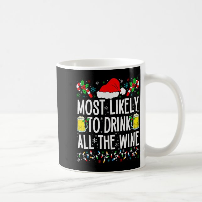 Most Likely To Drink All The Wine Funny Drinking C Coffee Mug (Right)