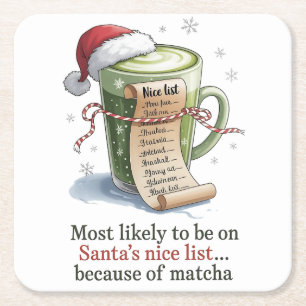 Most Likely to Drink Matcha While Everyone Else Ha Square Paper Coaster
