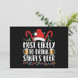 Most Likely To Drink Santa's Beer Christmas Drink Invitation
