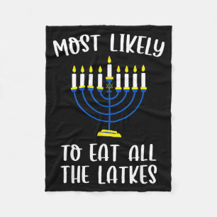 Most Likely To Eat All Latkes Hanukkah Group Match Fleece Blanket