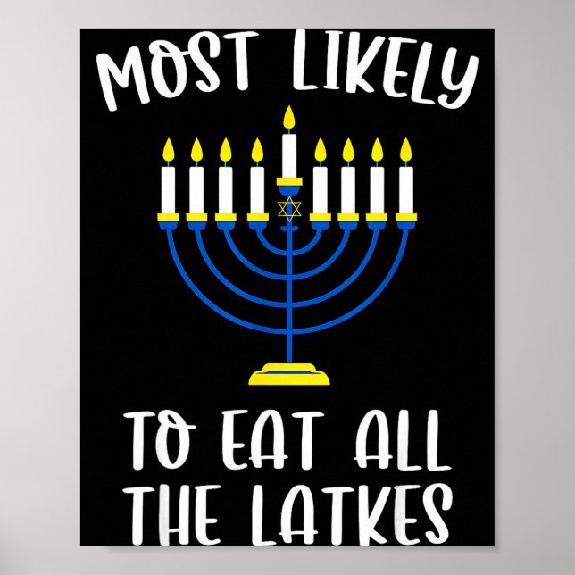 Most Likely To Eat All Latkes Hanukkah Group Match Poster (Front)