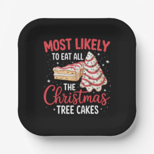 Most Likely To Eat All The Christmas Tree Cakes Paper Plate