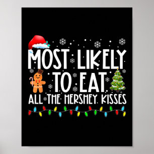 Most Likely To Eat All The Hershey Kisses Fun Xmas Poster