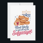 Most Likely to Eat All the Sufganiyot Hanukkah Jew Invitation<br><div class="desc">Sufganiyot Lover,  Eat All Sufganiyot,  Hanukkah Food Humour,  Jewish Doughnut Meme,  Festival of Lights Treat,  Hanukkah 2025,  Jelly Doughnut Obsession,  Holiday Sweet Tooth,  Jewish Culture Funny,  Traditional Food Comedy</div>