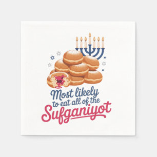 Most Likely to Eat All the Sufganiyot Hanukkah Jew Napkin