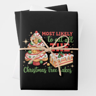 Most Likely To Eat All The Xmas Tree Cakes Debbie Wrapping Paper Sheet