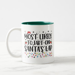 Most Likely To Fart On Santas Lap Family Christmas Two-Tone Coffee Mug
